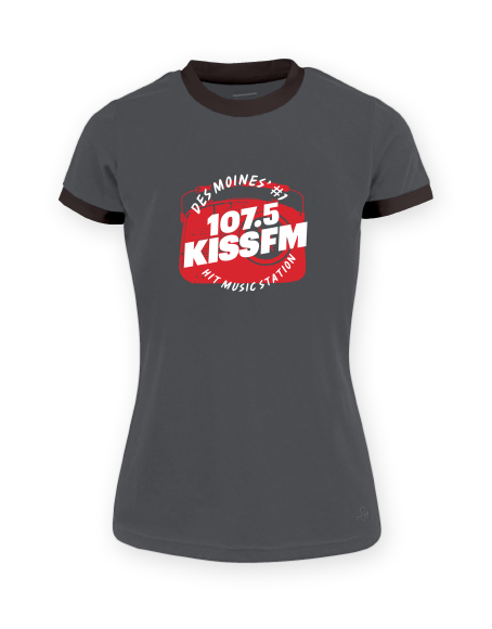 107.5 KISS FM Cassidy Womens Ringer T-Shirt